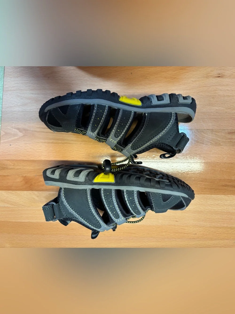 Hi-Tec Black Kids Outdoor Sandals with Yellow Accents